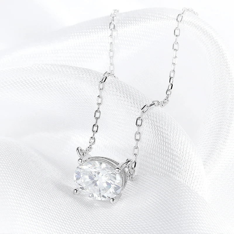 Smyoue 14K Plated 1-3CT Moissanite Necklaces Pendant Women Girls Birthday Gift Chain Lab Diamond Jewelry 925 Sterling Silver GRA
