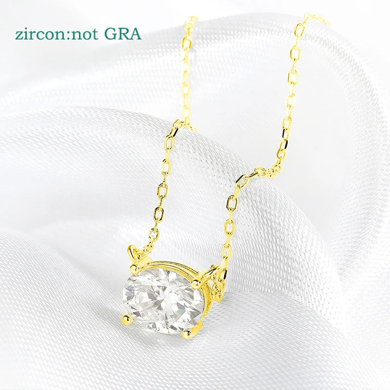 Smyoue 14K Plated 1-3CT Moissanite Necklaces Pendant Women Girls Birthday Gift Chain Lab Diamond Jewelry 925 Sterling Silver GRA