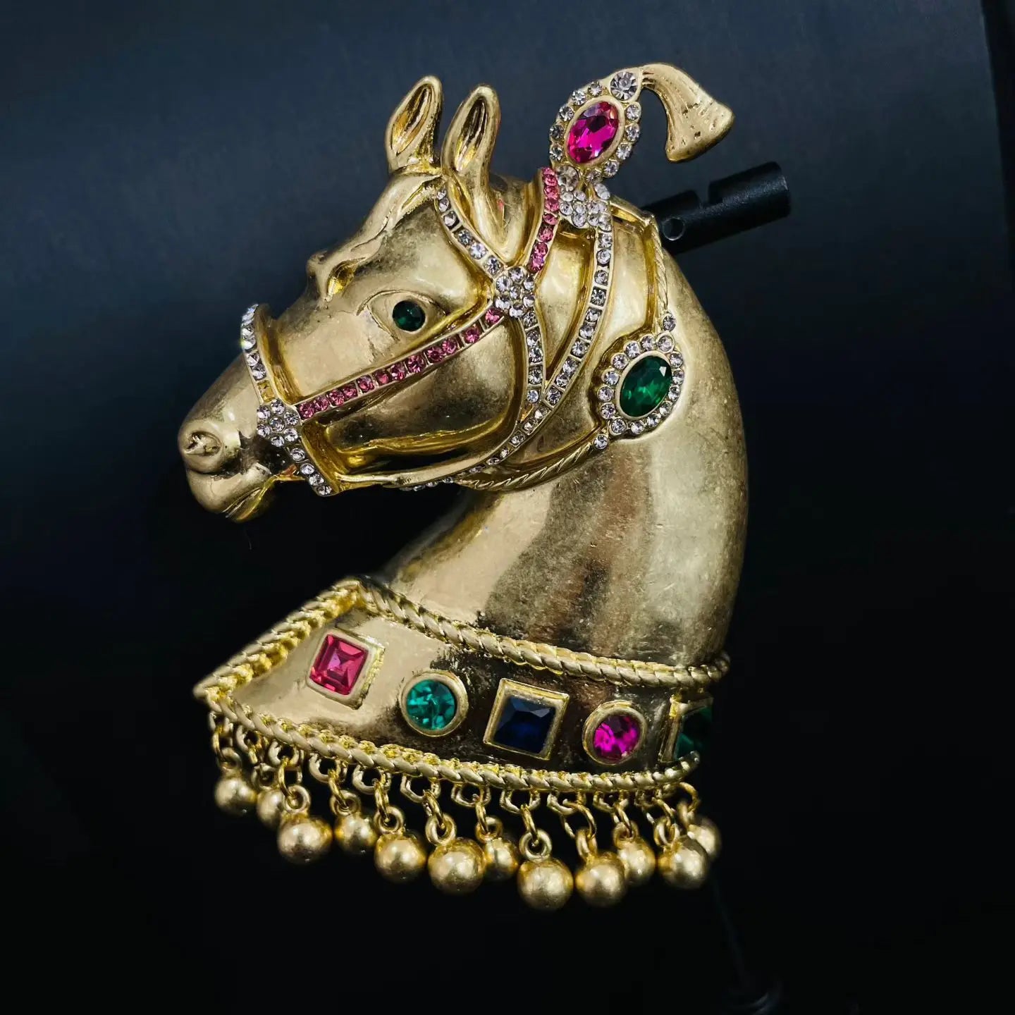 Exquisitely Enamel Horse Brooch, Handmade Pony Tassel Brooch Pin with Zirconia, Luxury Banquet & Evening Jewelry for Women