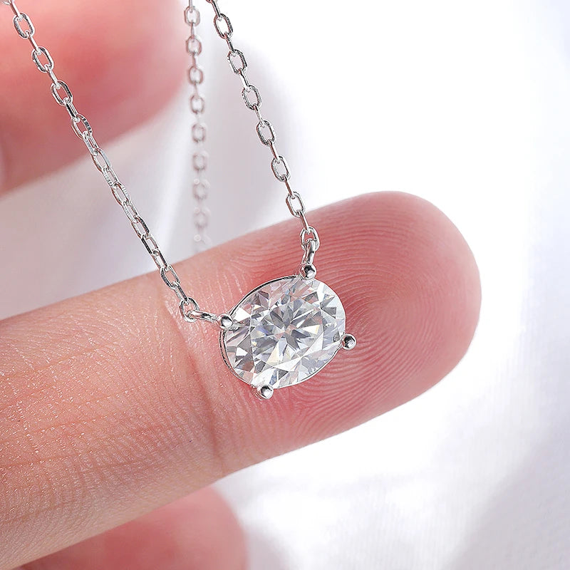 Smyoue 14K Plated 1-3CT Moissanite Necklaces Pendant Women Girls Birthday Gift Chain Lab Diamond Jewelry 925 Sterling Silver GRA