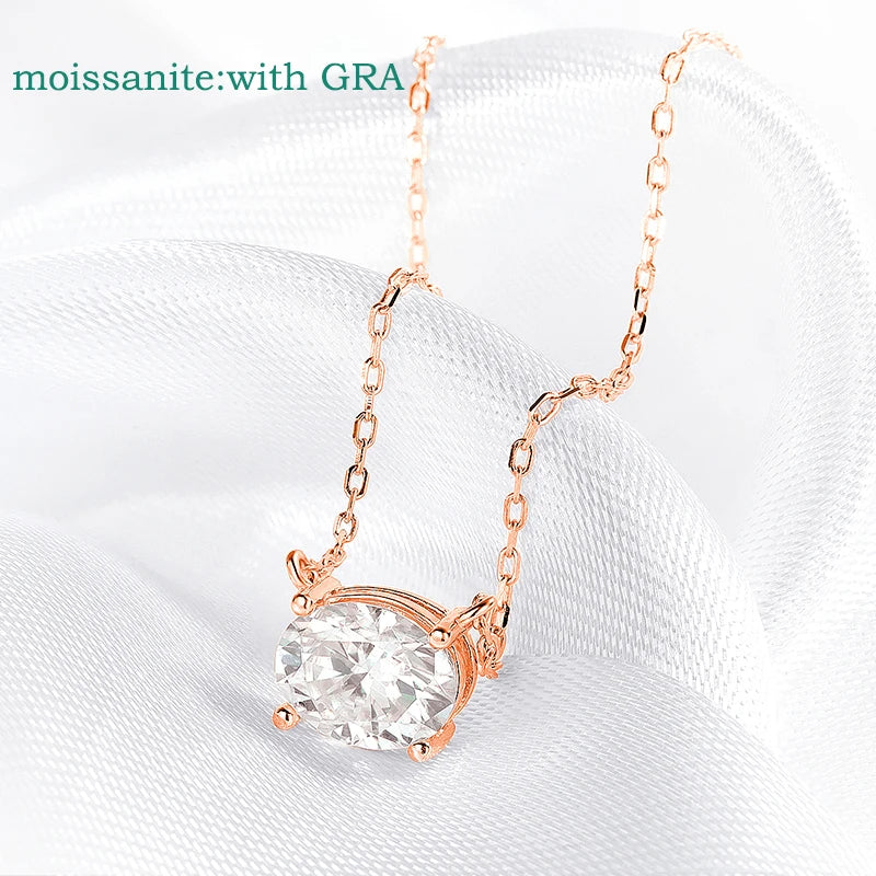 Smyoue 14K Plated 1-3CT Moissanite Necklaces Pendant Women Girls Birthday Gift Chain Lab Diamond Jewelry 925 Sterling Silver GRA