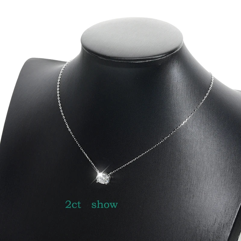 Smyoue 14K Plated 1-3CT Moissanite Necklaces Pendant Women Girls Birthday Gift Chain Lab Diamond Jewelry 925 Sterling Silver GRA