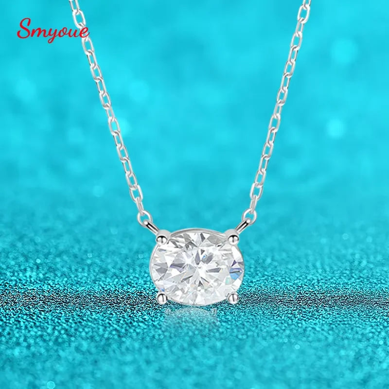 Smyoue 14K Plated 1-3CT Moissanite Necklaces Pendant Women Girls Birthday Gift Chain Lab Diamond Jewelry 925 Sterling Silver GRA