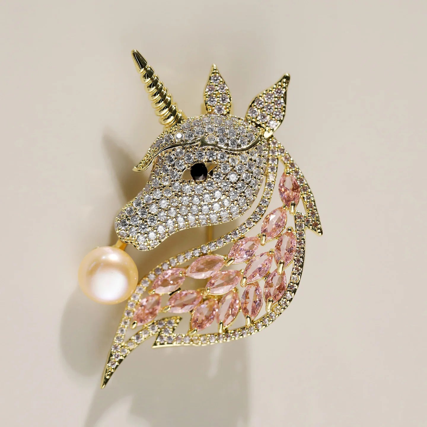 Exquisitely Enamel Horse Brooch, Handmade Pony Tassel Brooch Pin with Zirconia, Luxury Banquet & Evening Jewelry for Women