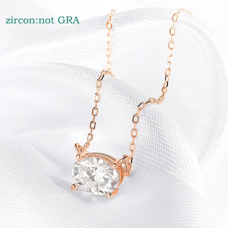 Smyoue 14K Plated 1-3CT Moissanite Necklaces Pendant Women Girls Birthday Gift Chain Lab Diamond Jewelry 925 Sterling Silver GRA