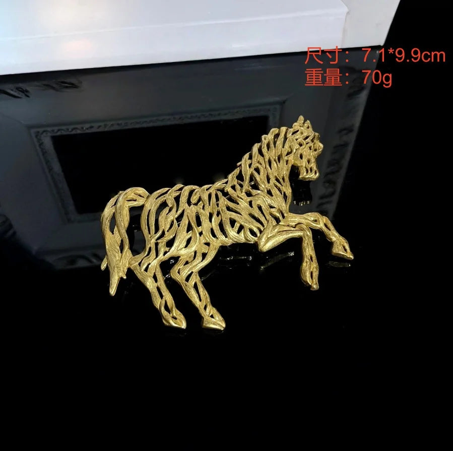 Exquisitely Enamel Horse Brooch, Handmade Pony Tassel Brooch Pin with Zirconia, Luxury Banquet & Evening Jewelry for Women