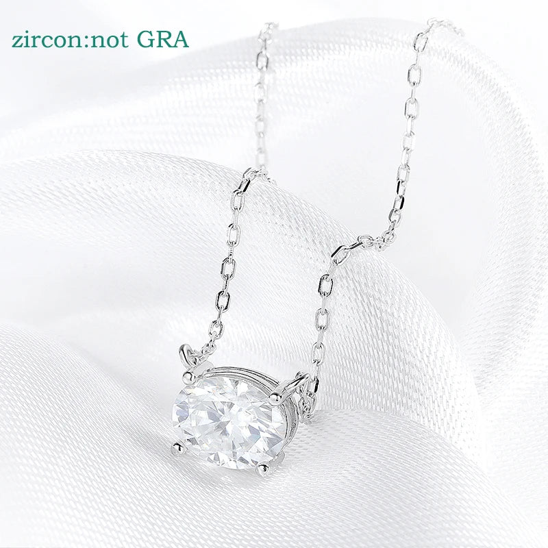 Smyoue 14K Plated 1-3CT Moissanite Necklaces Pendant Women Girls Birthday Gift Chain Lab Diamond Jewelry 925 Sterling Silver GRA