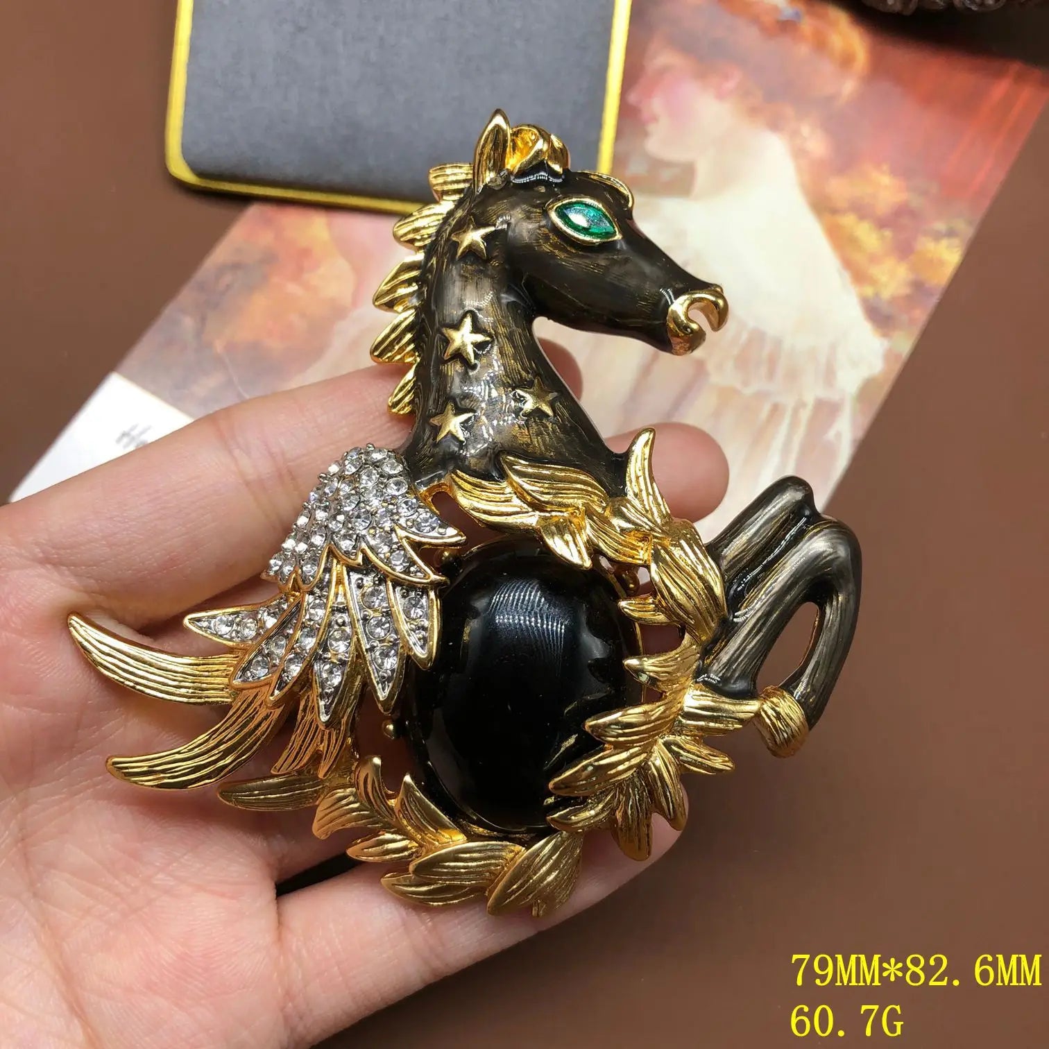 Exquisitely Enamel Horse Brooch, Handmade Pony Tassel Brooch Pin with Zirconia, Luxury Banquet & Evening Jewelry for Women
