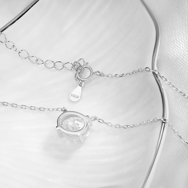 Smyoue 14K Plated 1-3CT Moissanite Necklaces Pendant Women Girls Birthday Gift Chain Lab Diamond Jewelry 925 Sterling Silver GRA