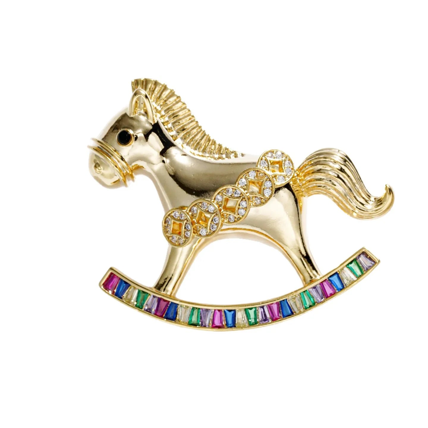 Exquisitely Enamel Horse Brooch, Handmade Pony Tassel Brooch Pin with Zirconia, Luxury Banquet & Evening Jewelry for Women